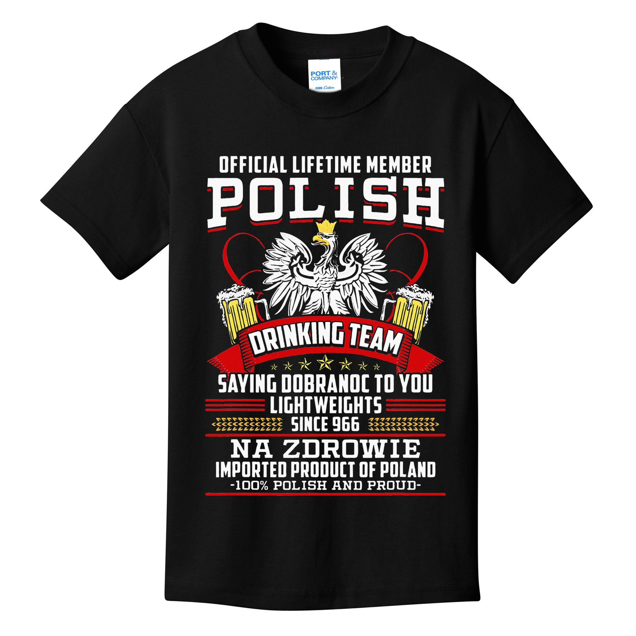 Polish Drinking Team Dobranoc Goodnight Dyngus Day Polska Kids T-Shirt