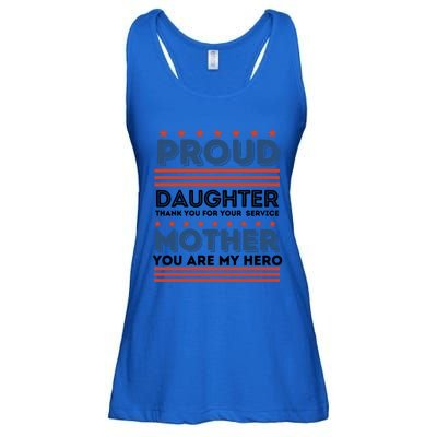 Proud Daughter Thank You For Your Service Mom Mother Funny Gift Ladies Essential Flowy Tank