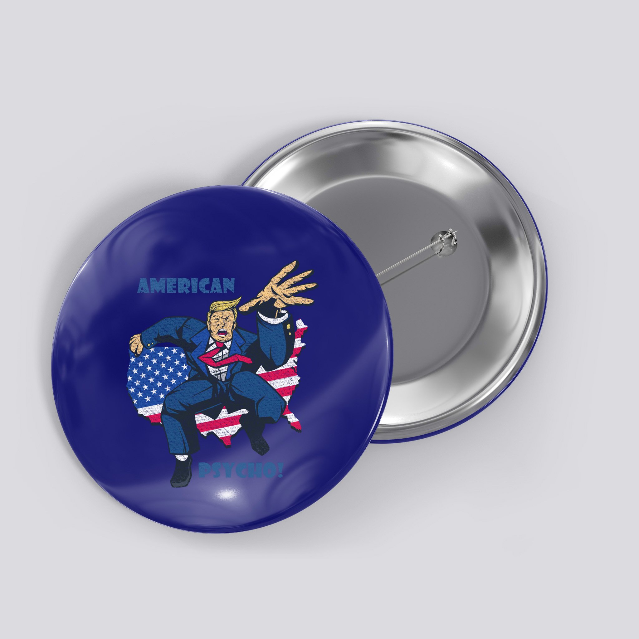 President Donald Trump American Flag American Psycho Gift Button