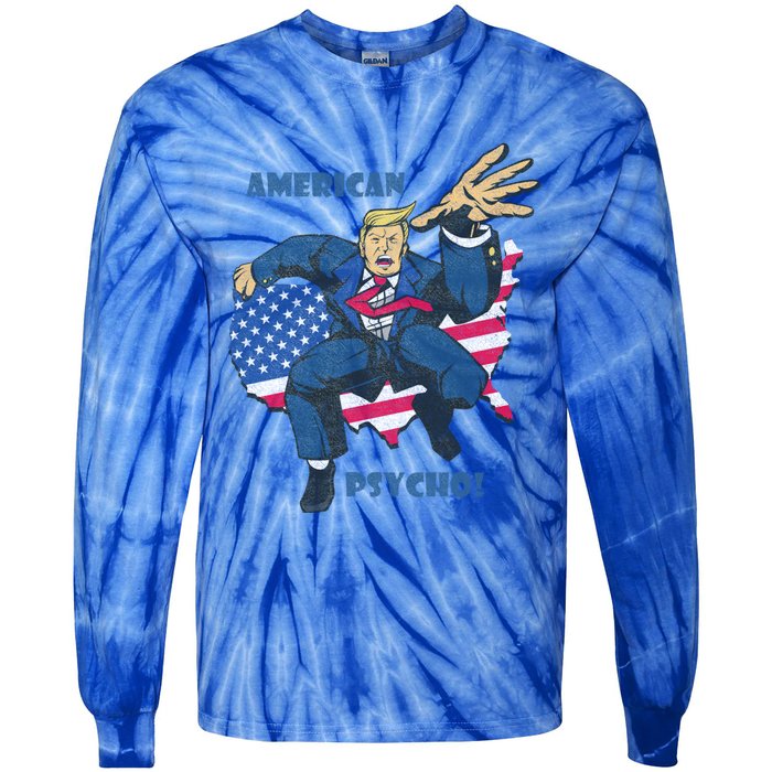 President Donald Trump American Flag American Psycho Gift Tie-Dye Long Sleeve Shirt