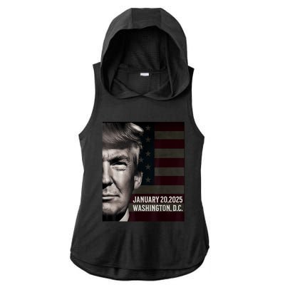 President Donald Trump 2025 Inauguration Date Commemorative Ladies PosiCharge Tri-Blend Wicking Draft Hoodie Tank