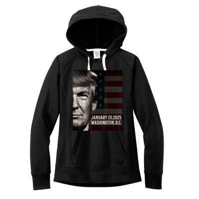 President Donald Trump 2025 Inauguration Date Commemorative Women's Fleece Hoodie