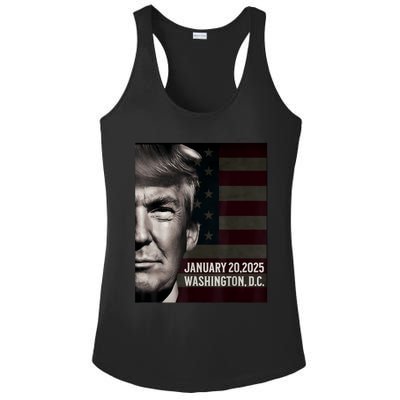 President Donald Trump 2025 Inauguration Date Commemorative Ladies PosiCharge Competitor Racerback Tank