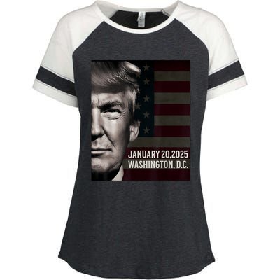 President Donald Trump 2025 Inauguration Date Commemorative Enza Ladies Jersey Colorblock Tee