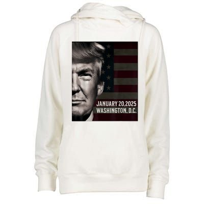 President Donald Trump 2025 Inauguration Date Commemorative Womens Funnel Neck Pullover Hood