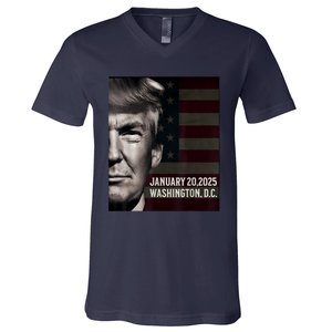 President Donald Trump 2025 Inauguration Date Commemorative V-Neck T-Shirt