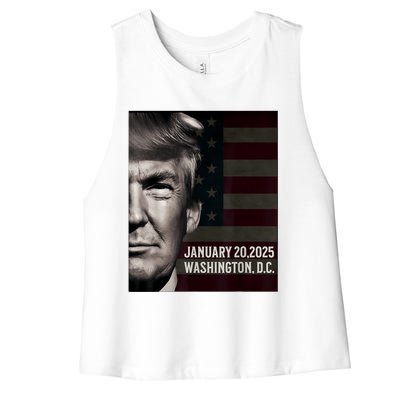 President Donald Trump 2025 Inauguration Date Commemorative Women's Racerback Cropped Tank