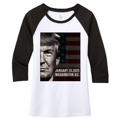 President Donald Trump 2025 Inauguration Date Commemorative Women's Tri-Blend 3/4-Sleeve Raglan Shirt