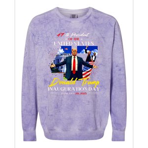 President Donald Trump Inauguration Day 2025 47th Usa Flag Colorblast Crewneck Sweatshirt