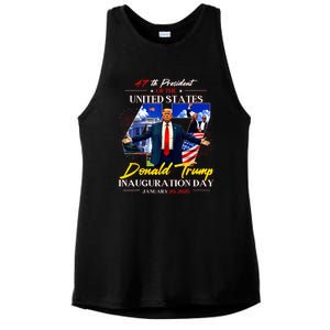 President Donald Trump Inauguration Day 2025 47th Usa Flag Ladies PosiCharge Tri-Blend Wicking Tank