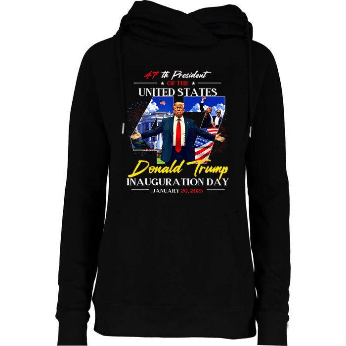 President Donald Trump Inauguration Day 2025 47th Usa Flag Womens Funnel Neck Pullover Hood