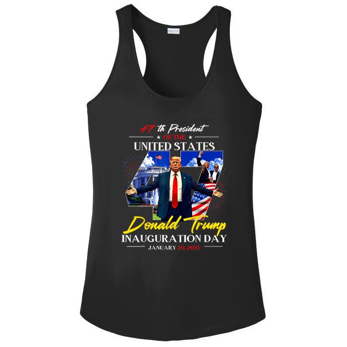 President Donald Trump Inauguration Day 2025 47th Usa Flag Ladies PosiCharge Competitor Racerback Tank