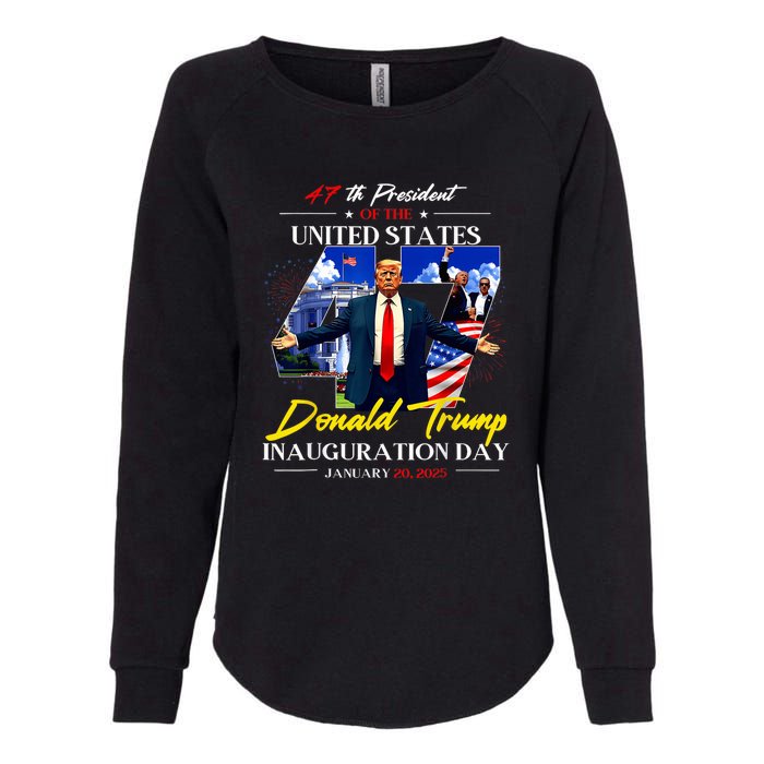 President Donald Trump Inauguration Day 2025 47th Usa Flag Womens California Wash Sweatshirt