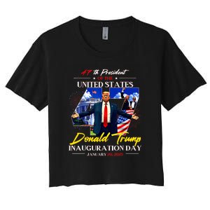 President Donald Trump Inauguration Day 2025 47th Usa Flag Women's Crop Top Tee