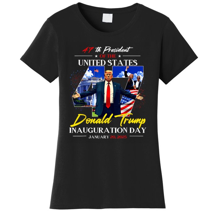 President Donald Trump Inauguration Day 2025 47th Usa Flag Women's T-Shirt