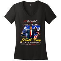 President Donald Trump Inauguration Day 2025 47th Usa Flag Women's V-Neck T-Shirt