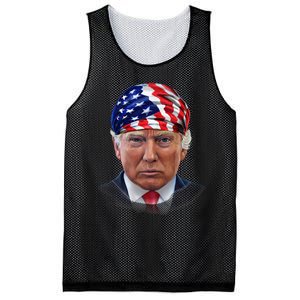 President Donald Trump in Flag of USA Head Wrap Mesh Reversible Basketball Jersey Tank