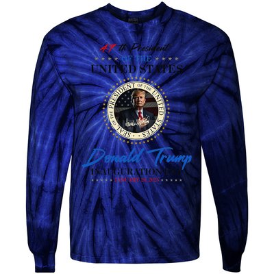 President Donald Trump Inauguration Day 2025 Memorabilia Tie-Dye Long Sleeve Shirt