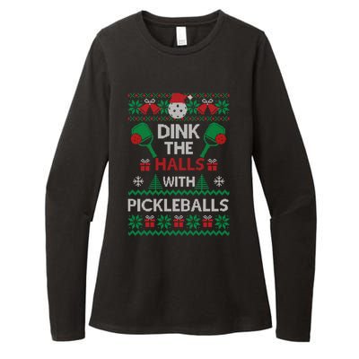 Pickleball Dink The Halls Ugly Christmas Pickleball Gift Womens CVC Long Sleeve Shirt