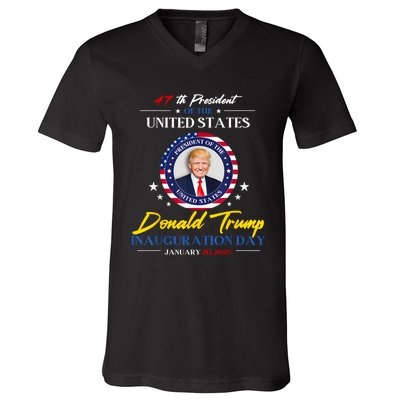 President Donald Trump Inauguration Day 2025 47th President V-Neck T-Shirt