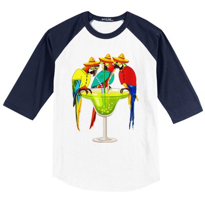 Parrots Drinking Tequila Cinco De Mayo Mexican Fiesta Lovers Baseball Sleeve Shirt