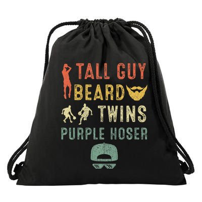 Perfect Dude Tall Guy Beard Twins Purple Hoser Drawstring Bag