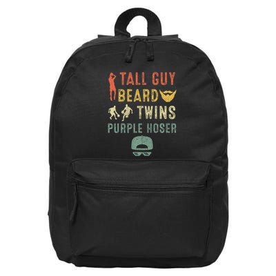 Perfect Dude Tall Guy Beard Twins Purple Hoser 16 in Basic Backpack