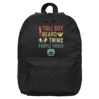 Perfect Dude Tall Guy Beard Twins Purple Hoser 16 in Basic Backpack