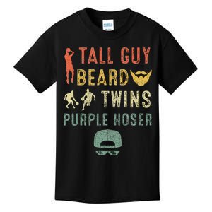 Perfect Dude Tall Guy Beard Twins Purple Hoser Kids T-Shirt