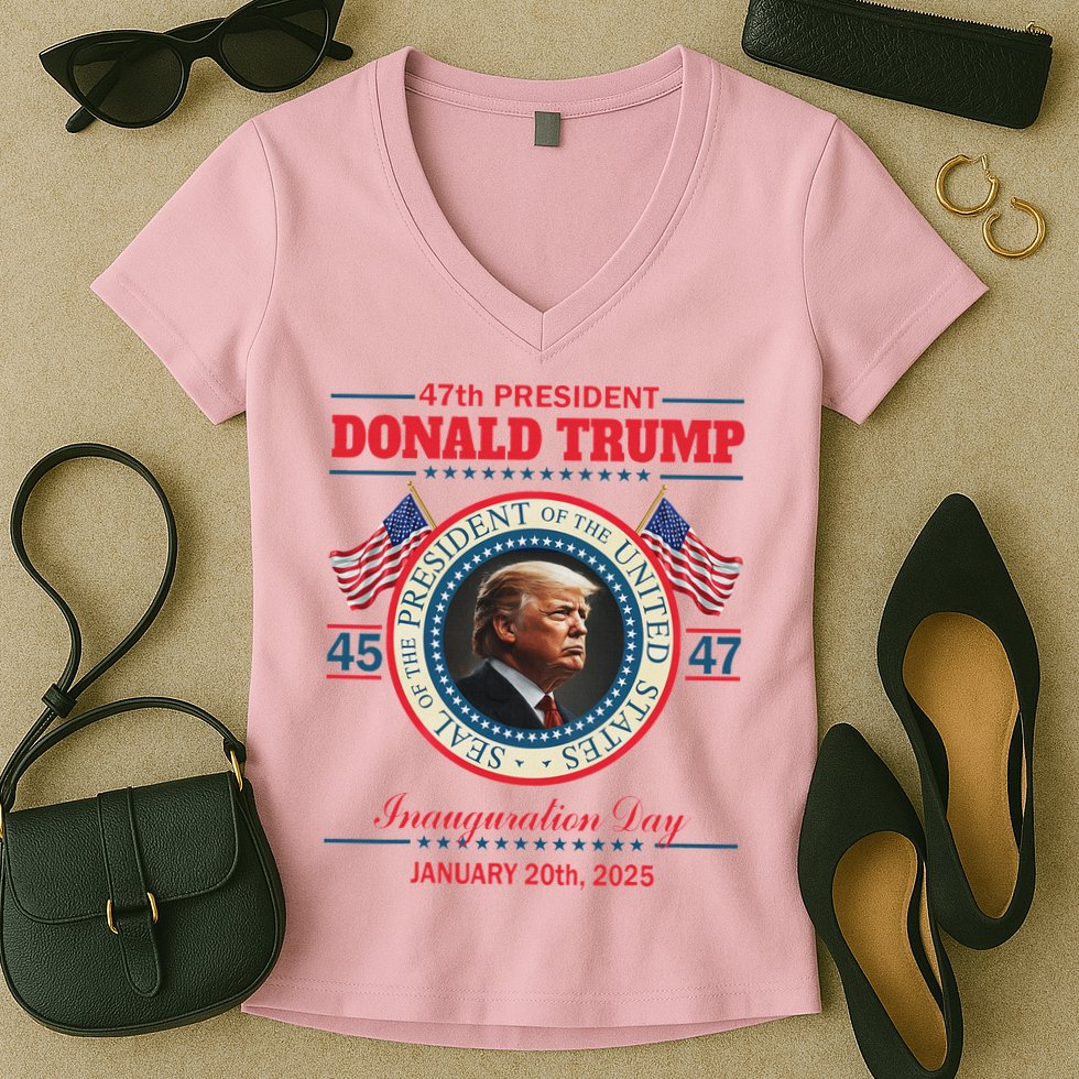 President Donald Trump Inauguration Day 2025 Women's V-Neck T-Shirt