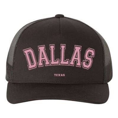 Pink Dallas Texas TX Varsity On Dallas Yupoong Adult 5-Panel Trucker Hat