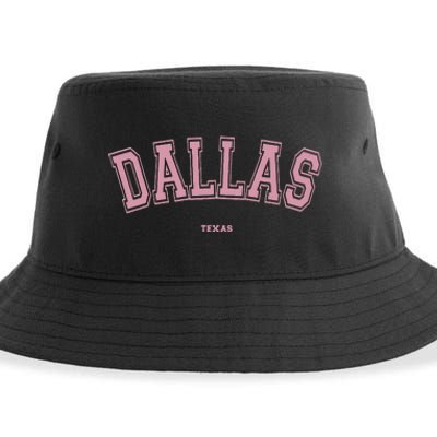 Pink Dallas Texas TX Varsity On Dallas Sustainable Bucket Hat