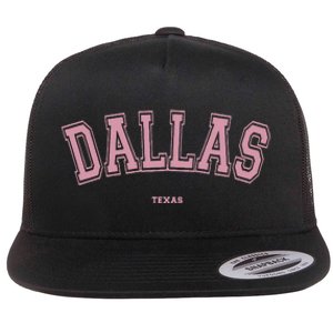 Pink Dallas Texas TX Varsity On Dallas Flat Bill Trucker Hat