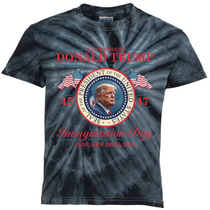 President Donald Trump Inauguration Day 2025 Memorabilia Kids Tie-Dye T-Shirt