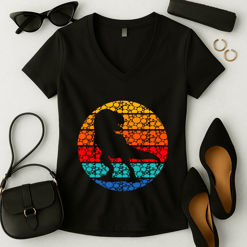 Polka Dots Trex International Dot Day Women's V-Neck T-Shirt