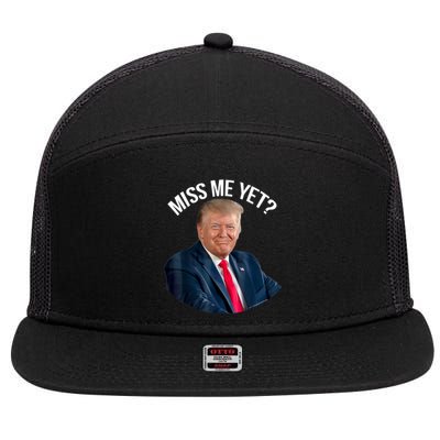 President Donald Trump Miss Me Yet Funny Political 2024 Us Flag 7 Panel Mesh Trucker Snapback Hat