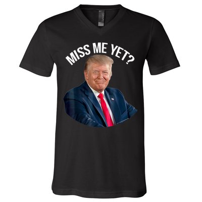 President Donald Trump Miss Me Yet Funny Political 2024 Us Flag V-Neck T-Shirt