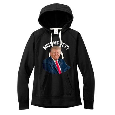 President Donald Trump Miss Me Yet Funny Political 2024 Us Flag Women's Fleece Hoodie