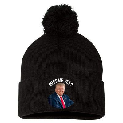 President Donald Trump Miss Me Yet Funny Political 2024 Us Flag Pom Pom 12in Knit Beanie