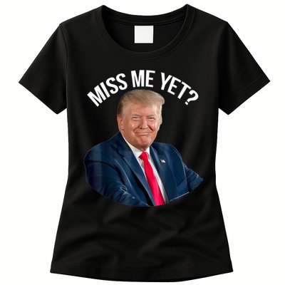 President Donald Trump Miss Me Yet Funny Political 2024 Us Flag Womens T-Shirt