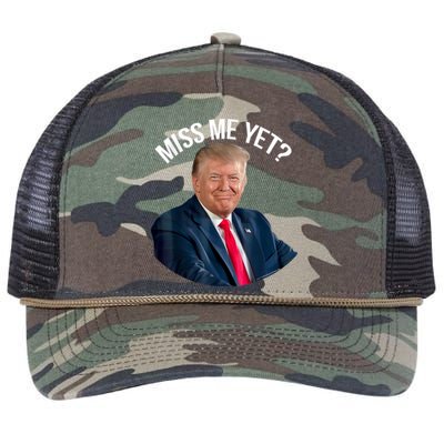 President Donald Trump Miss Me Yet Funny Political 2024 Us Flag Retro Rope Trucker Hat Cap