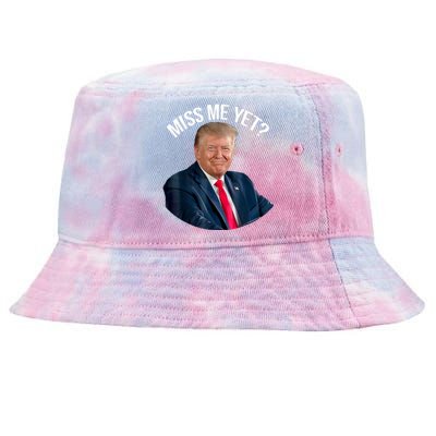 President Donald Trump Miss Me Yet Funny Political 2024 Us Flag Tie-Dyed Bucket Hat