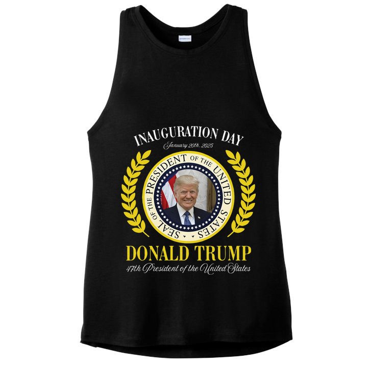 President Donald Trump Inauguration Day 2025 Memorabilia Gift Ladies PosiCharge Tri-Blend Wicking Tank