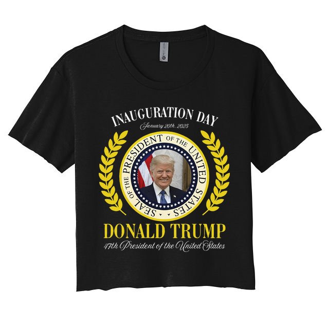 President Donald Trump Inauguration Day 2025 Memorabilia Gift Women's Crop Top Tee