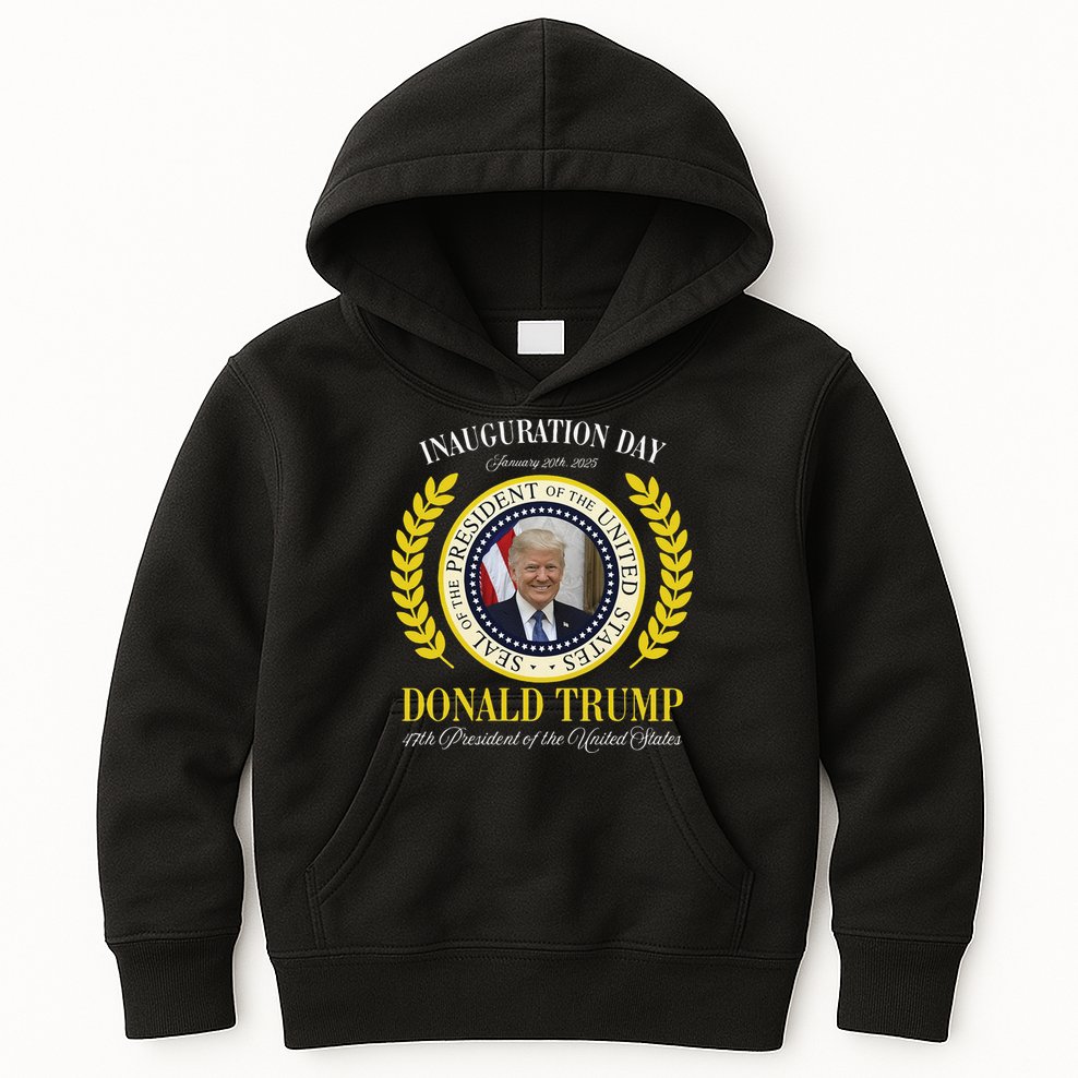 President Donald Trump Inauguration Day 2025 Memorabilia Gift Kids Hoodie