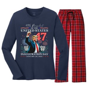 President Donald Trump 47th Inauguration Day January 20 2025 Women's Long Sleeve Flannel Pajama Set 