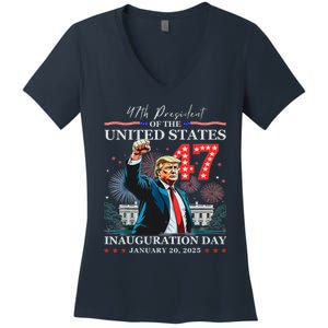 President Donald Trump 47th Inauguration Day January 20 2025 Women's V-Neck T-Shirt