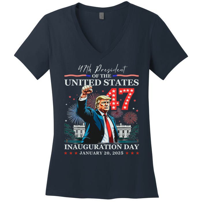 President Donald Trump 47th Inauguration Day January 20 2025 Women's V-Neck T-Shirt