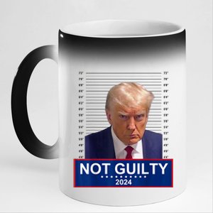 President Donald Trump Mugshot 2024 Not Guilty Supporter T Not Guilty Supporter 11oz Black Color Changing Mug