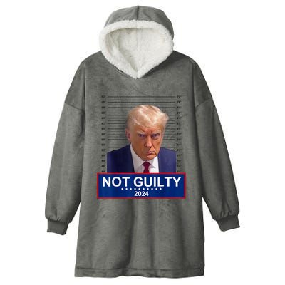 President Donald Trump Mugshot 2024 Not Guilty Supporter T Not Guilty Supporter Hooded Wearable Blanket